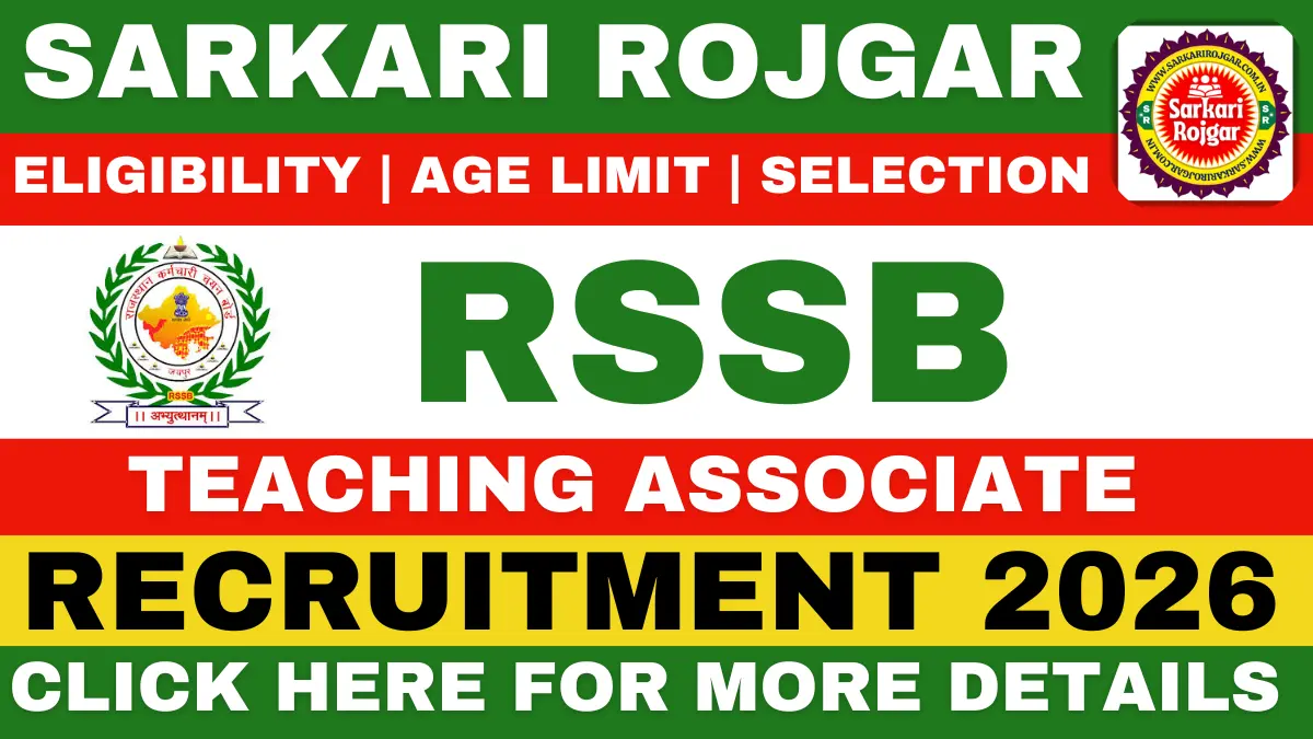RSSB Rajasthan Teaching Associate Recruitment 2026