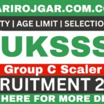 UKSSSC Group C Scaler Recruitment 2026