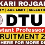 DTU Assistant Professor Recruitment 2026