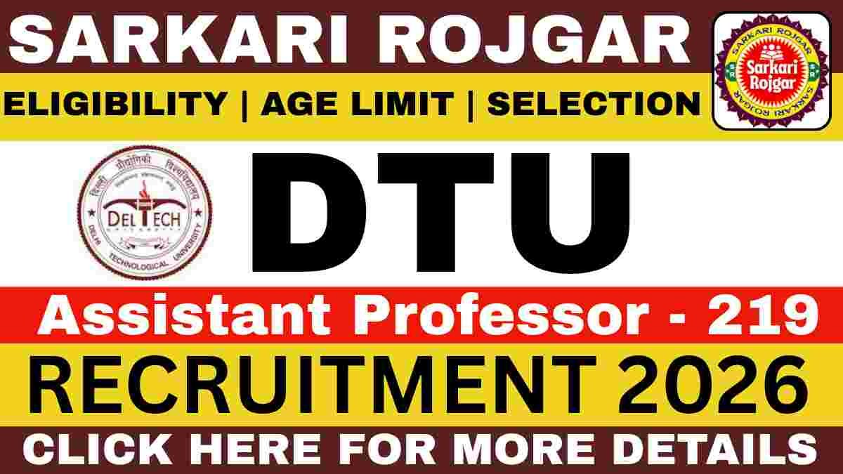 DTU Assistant Professor Recruitment 2026